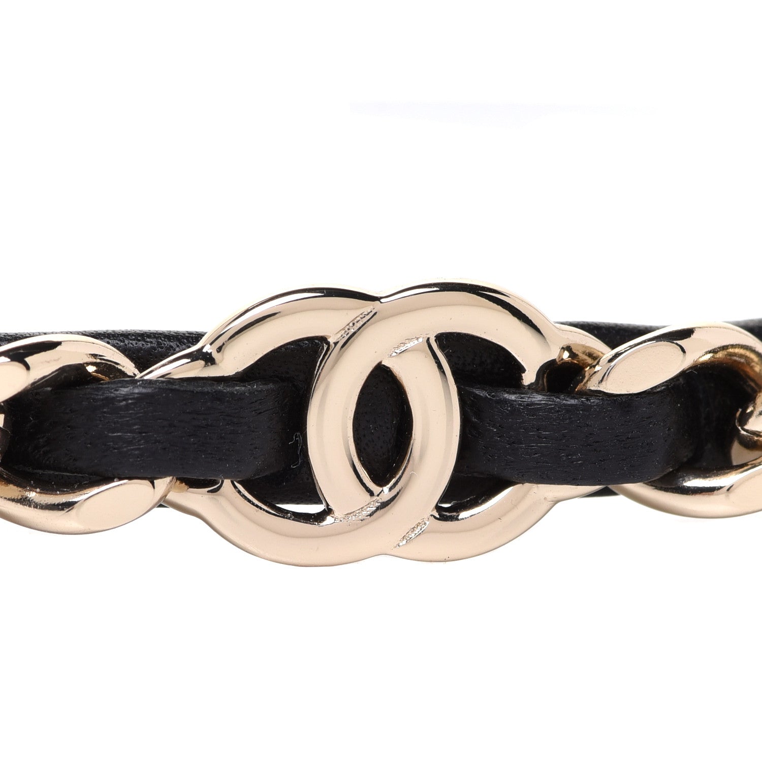 Chanel Metal Lambskin Chain CC Headband Black Gold 3 of 5