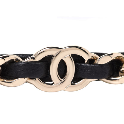 Chanel Metal Lambskin Chain CC Headband Black Gold 3 of 5
