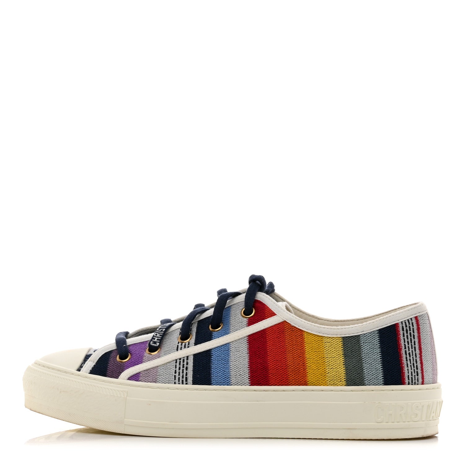 Christian Dior Canvas Rainbow Embroidered Womens Walk'N'Dior Low Top Sneakers 39.5 Multicolor 1 of 8
