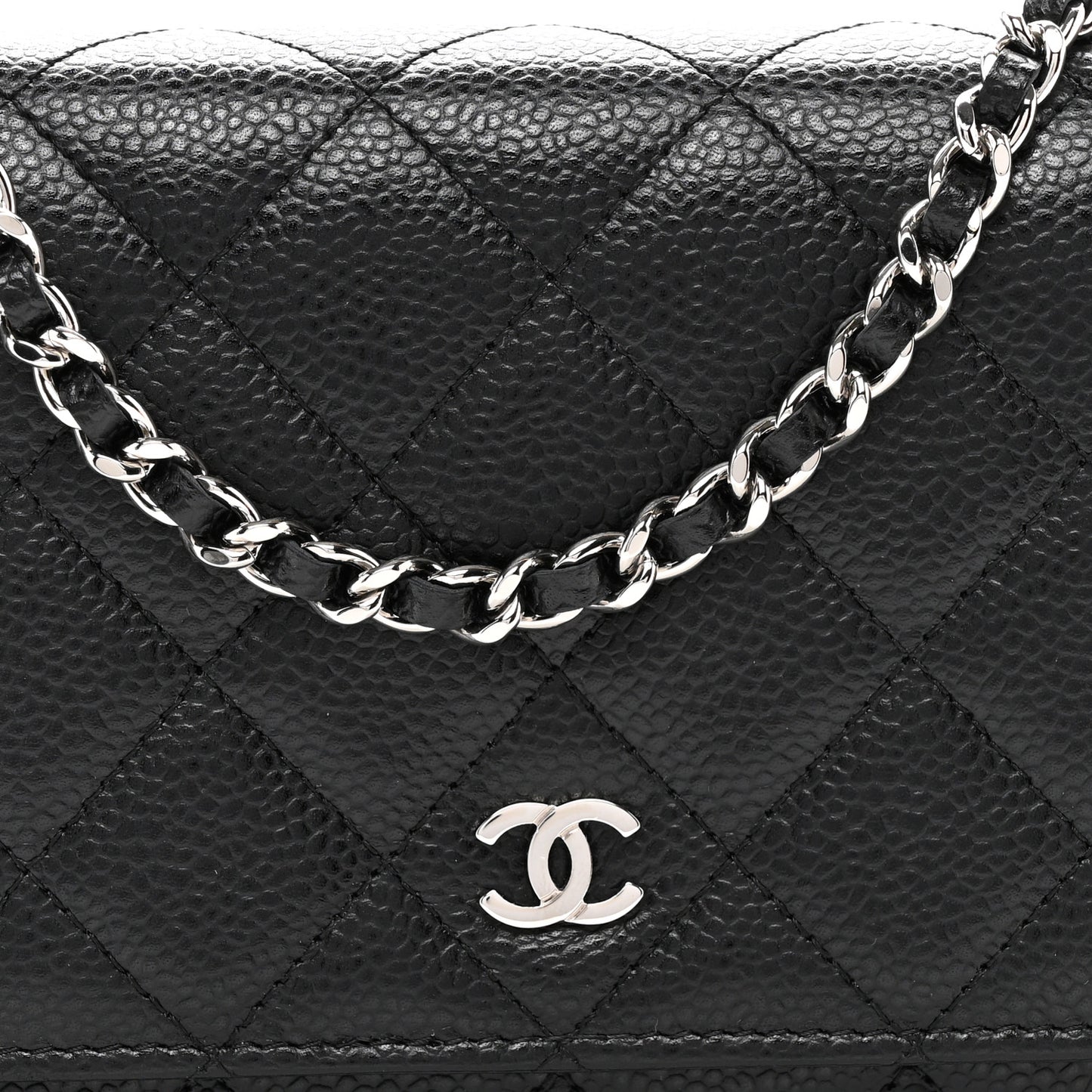 Caviar Quilted Wallet On Chain WOC Black