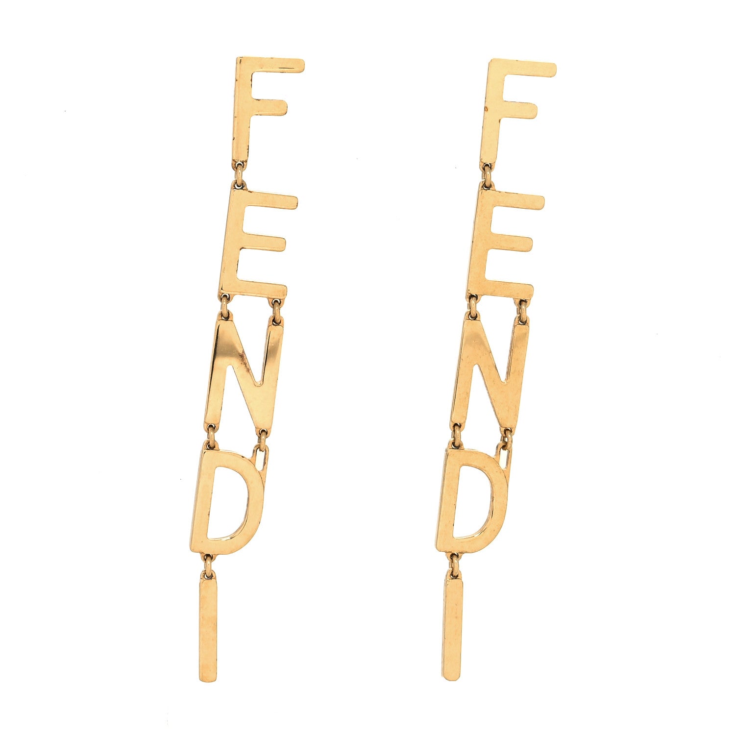 Fendi Metal Signature Earrings Gold 1 of 4