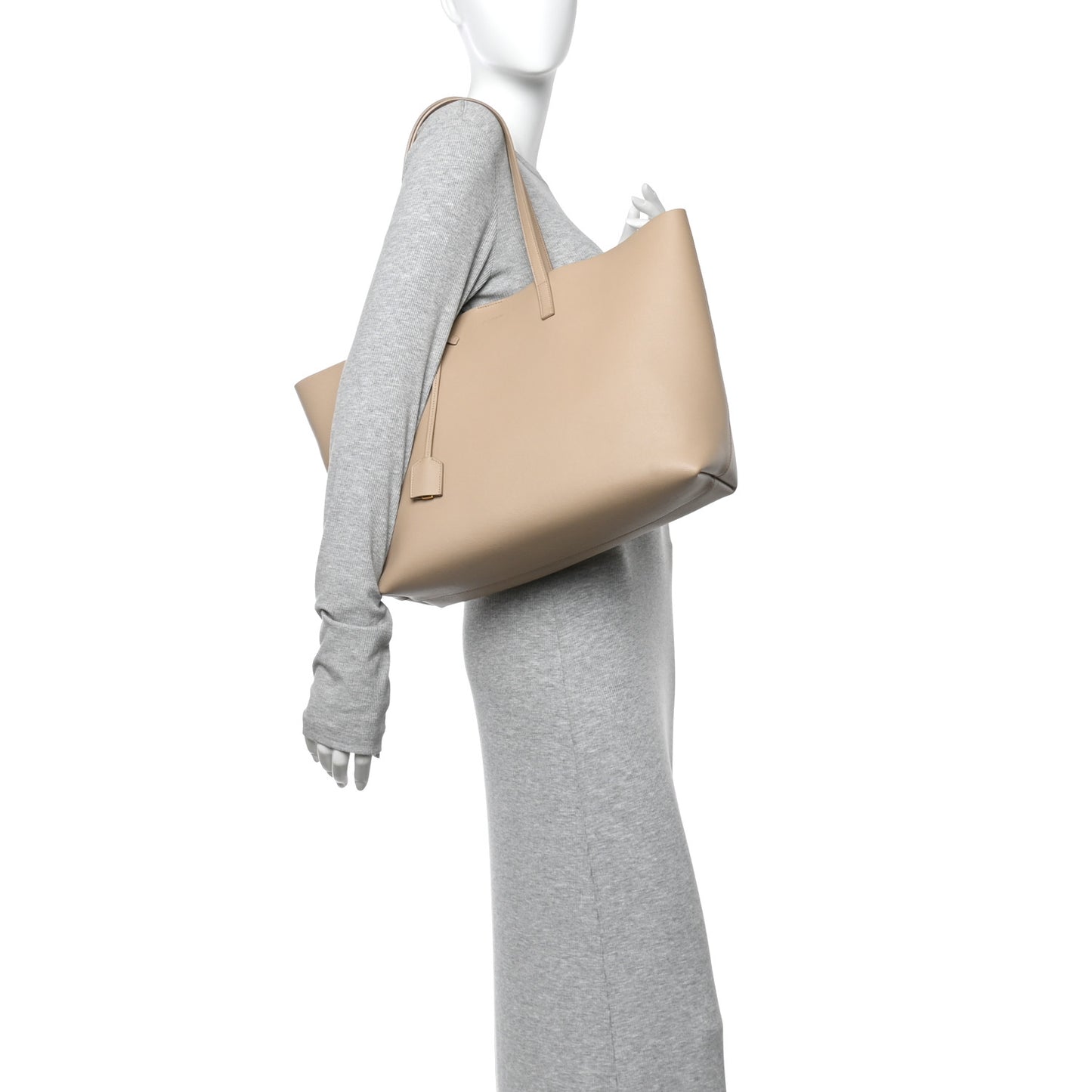 Calfskin Large Shopping Tote Dark Beige