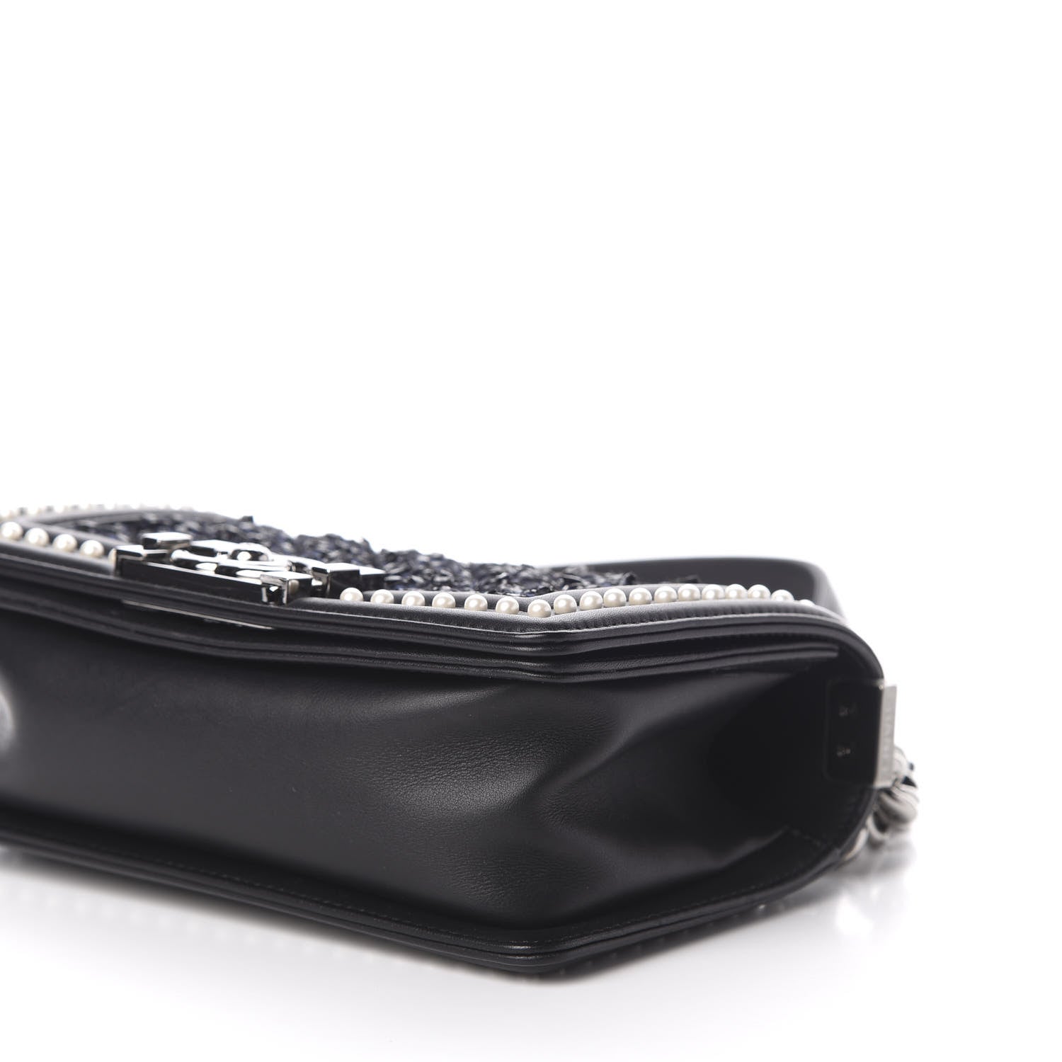 Chanel Calfskin Pearl Tweed Small Boy Flap Black 7 of 13