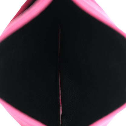 Saint Laurent Grain De Poudre Matelasse Chevron Monogram Credit Card Case Fuxia Couture 5 of 7