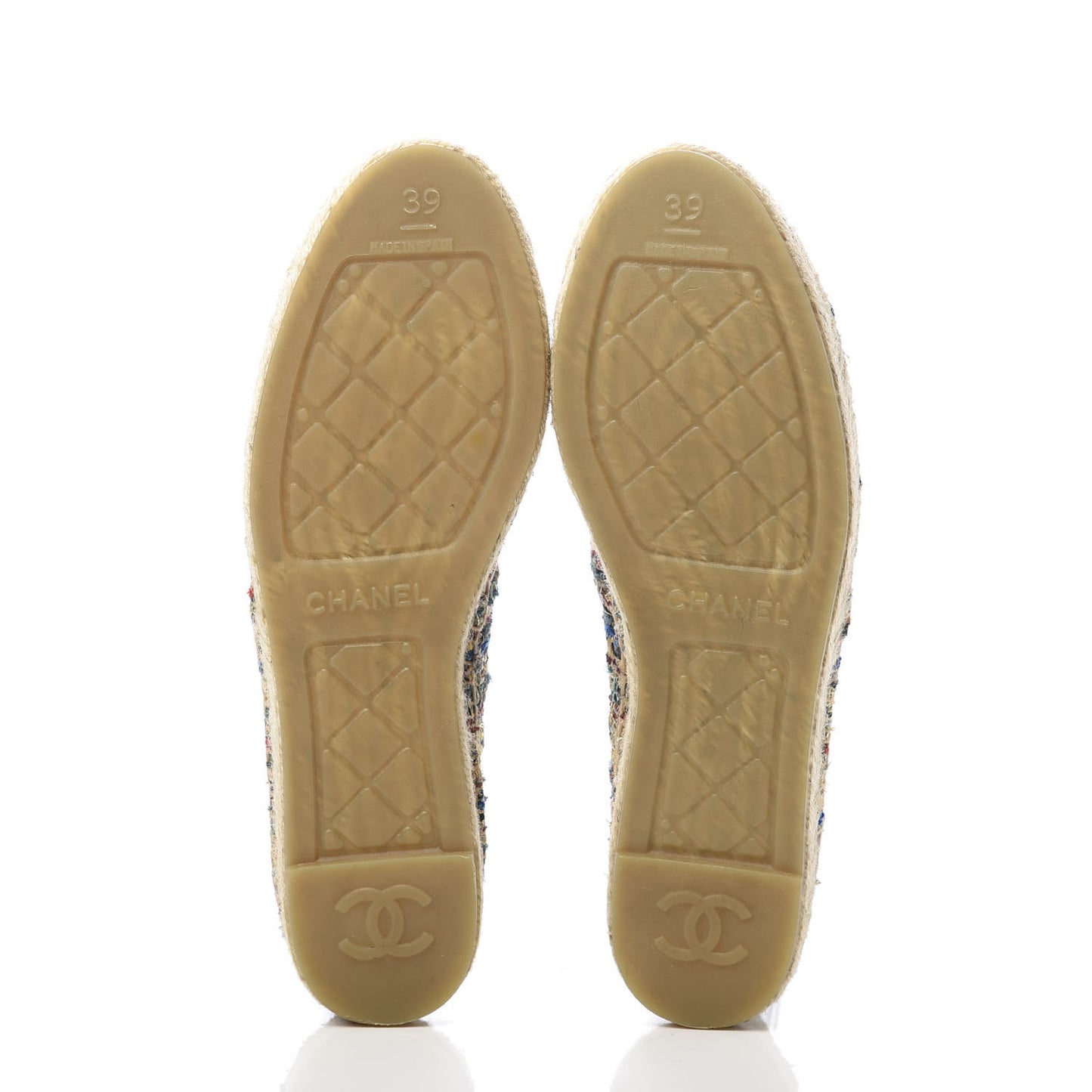 Tweed Grosgrain CC Espadrilles 39 Multicolor