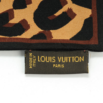 Louis Vuitton Silk Leopard Bandeau Scarf Marron 4 of 5