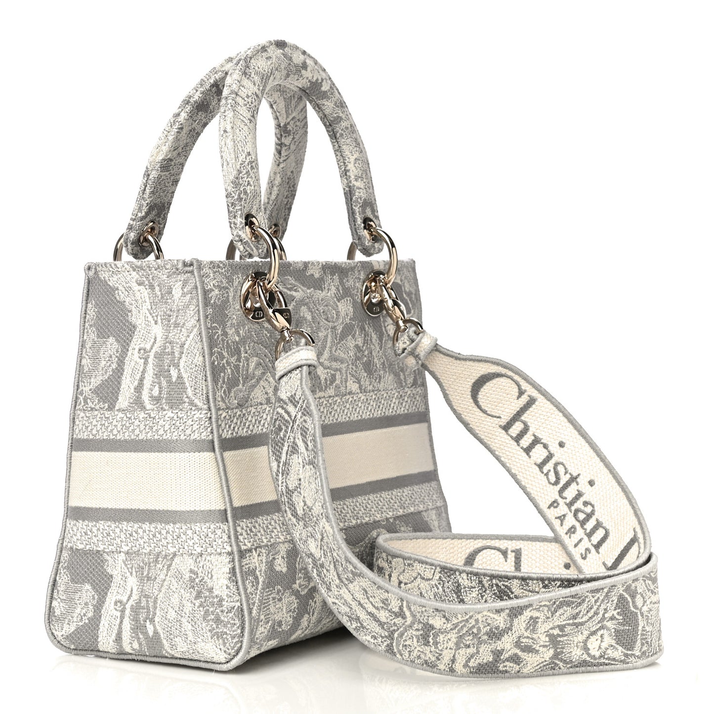 Canvas Toile De Jouy Reverse Embroidered Medium Lady D-Lite Gray