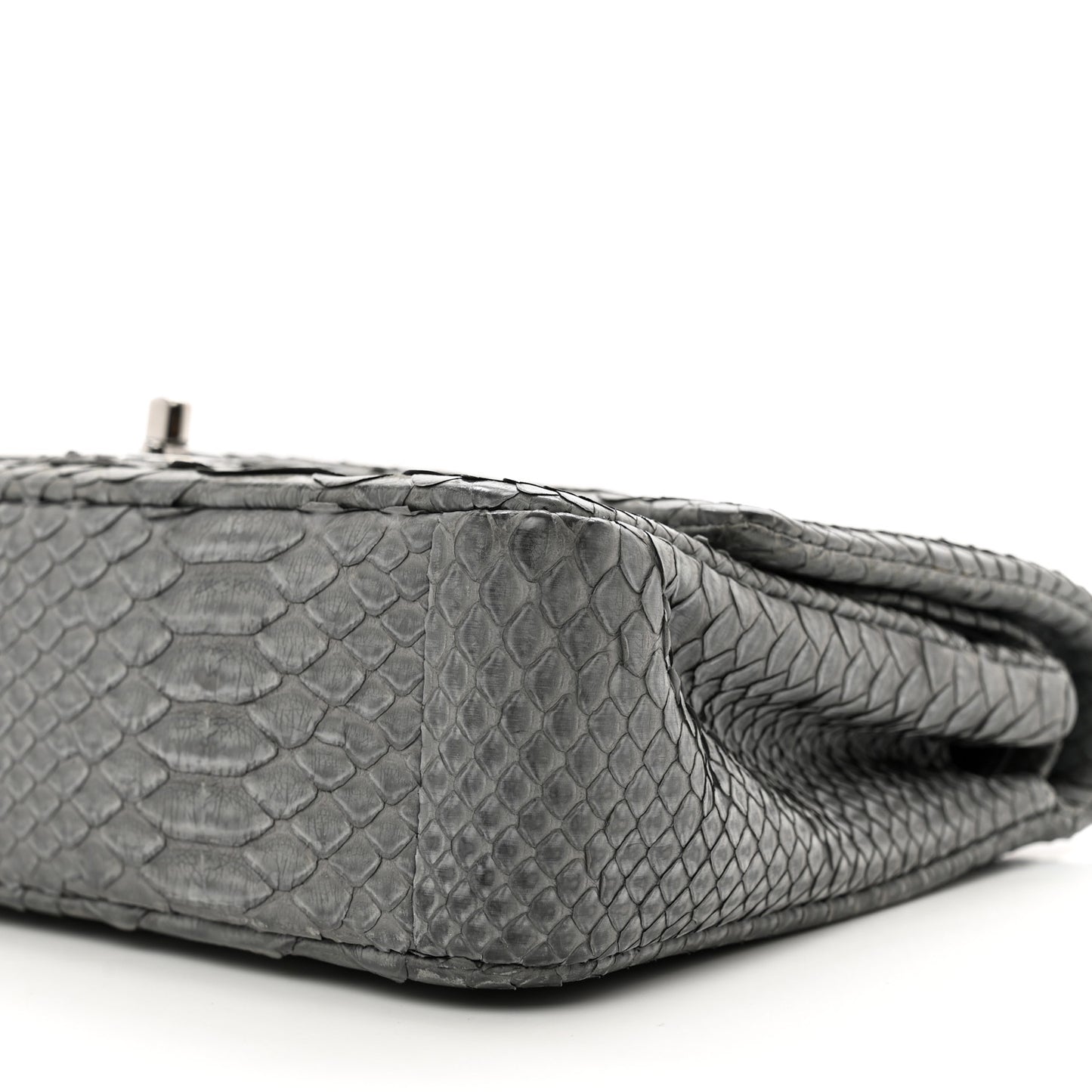 Snakeskin Medium Double Flap Grey