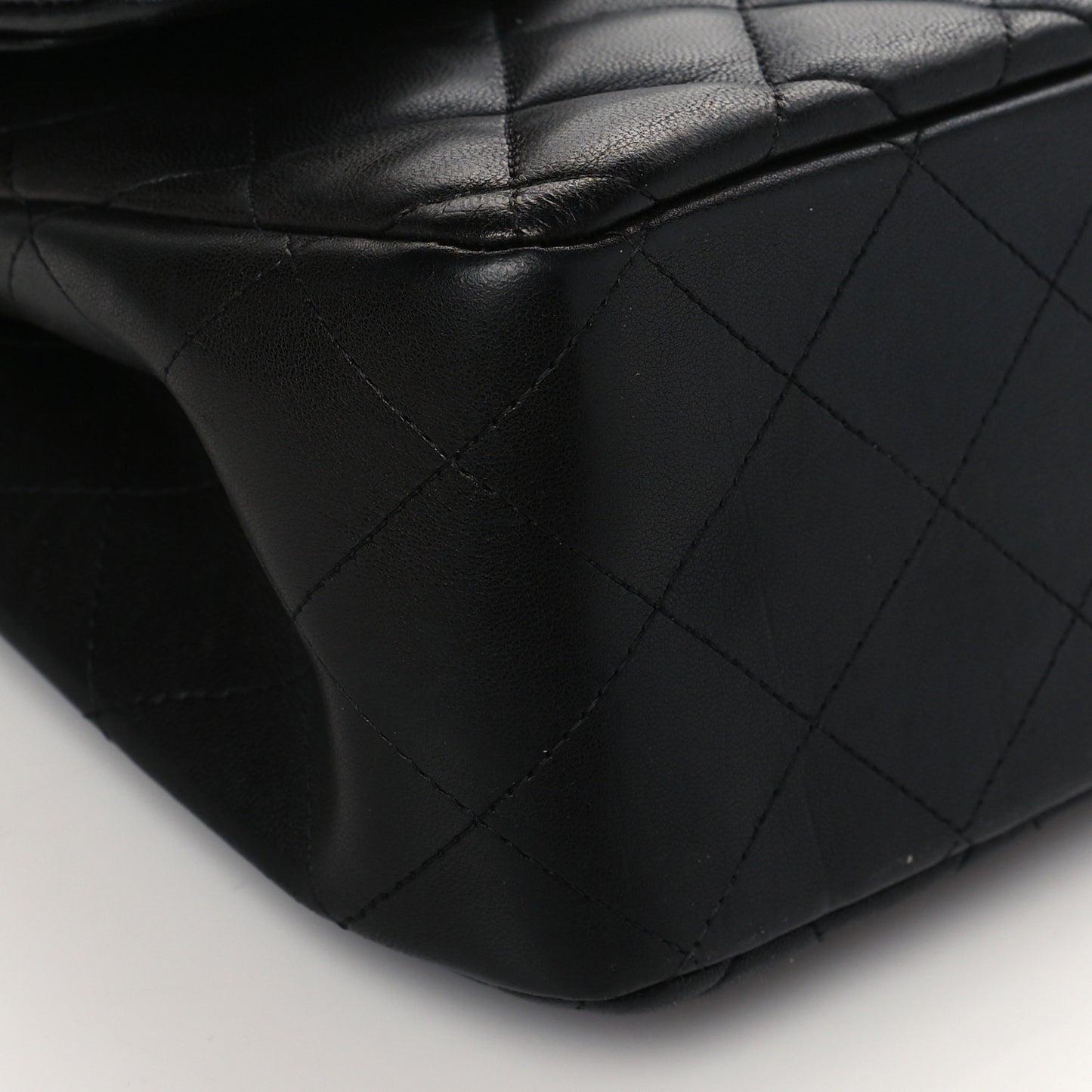 Lambskin Quilted Jumbo Double Flap Black
