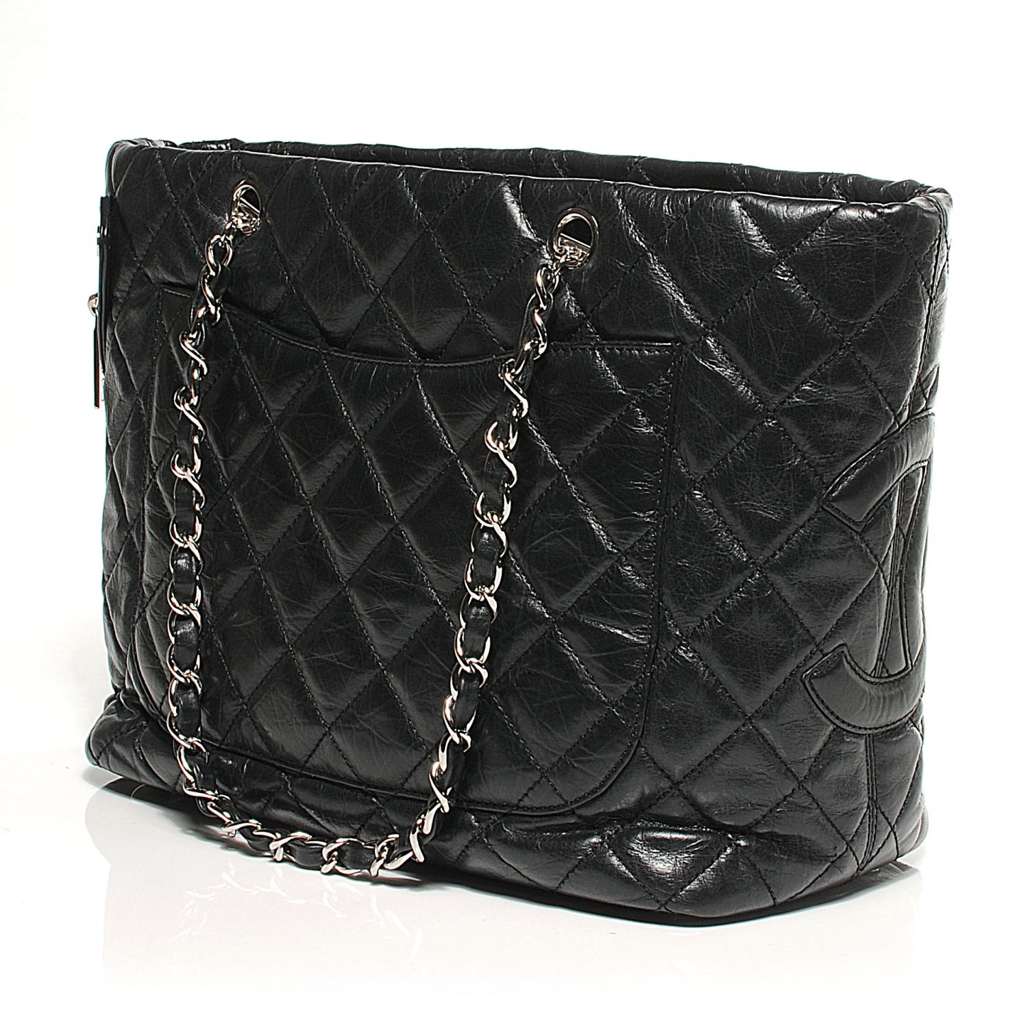 Chanel Leather Quilted Cotton Club Large Tote Black 8 of 10