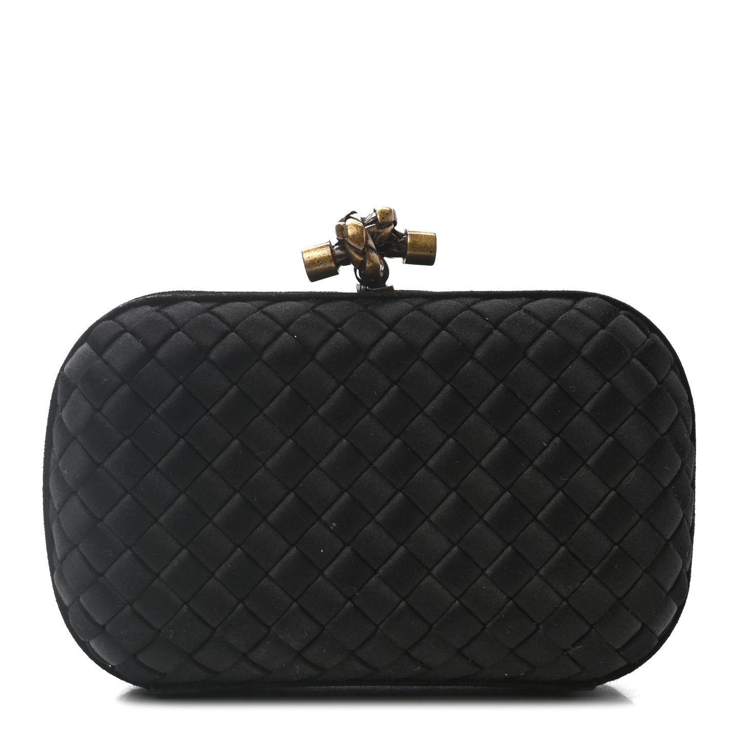 Satin Intreccio Impero Knot Clutch Black