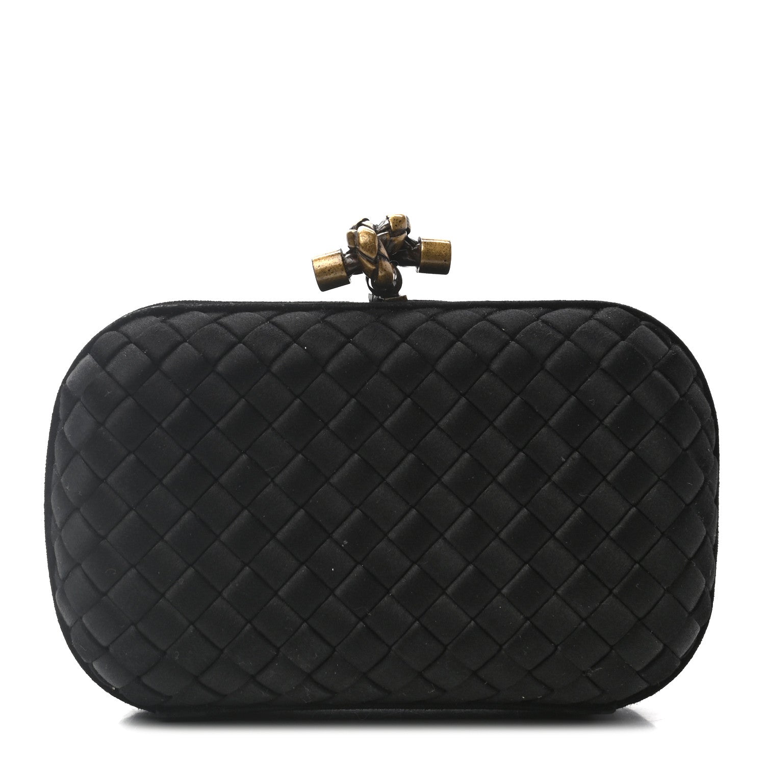 Bottega Veneta Satin Intreccio Impero Knot Clutch Black 1 of 6
