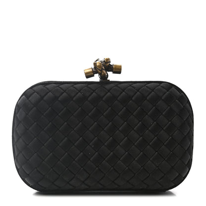 Bottega Veneta Satin Intreccio Impero Knot Clutch Black 1 of 6