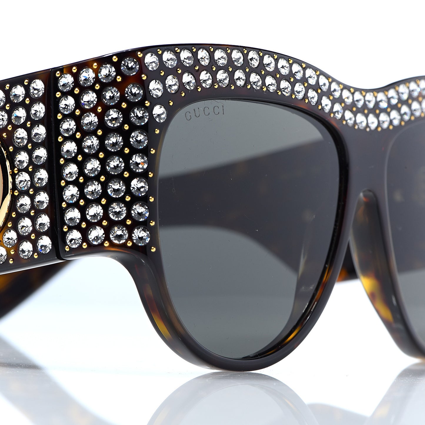 Acetate Crystal Oversize Hollywood Forever Sunglasses GG0144S Tortoiseshell