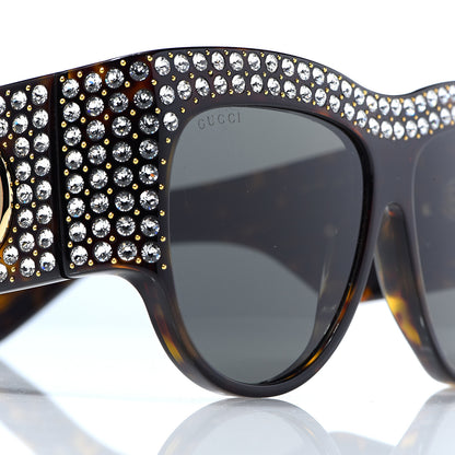 Gucci Acetate Crystal Oversize Hollywood Forever Sunglasses GG0144S Tortoiseshell 7 of 8