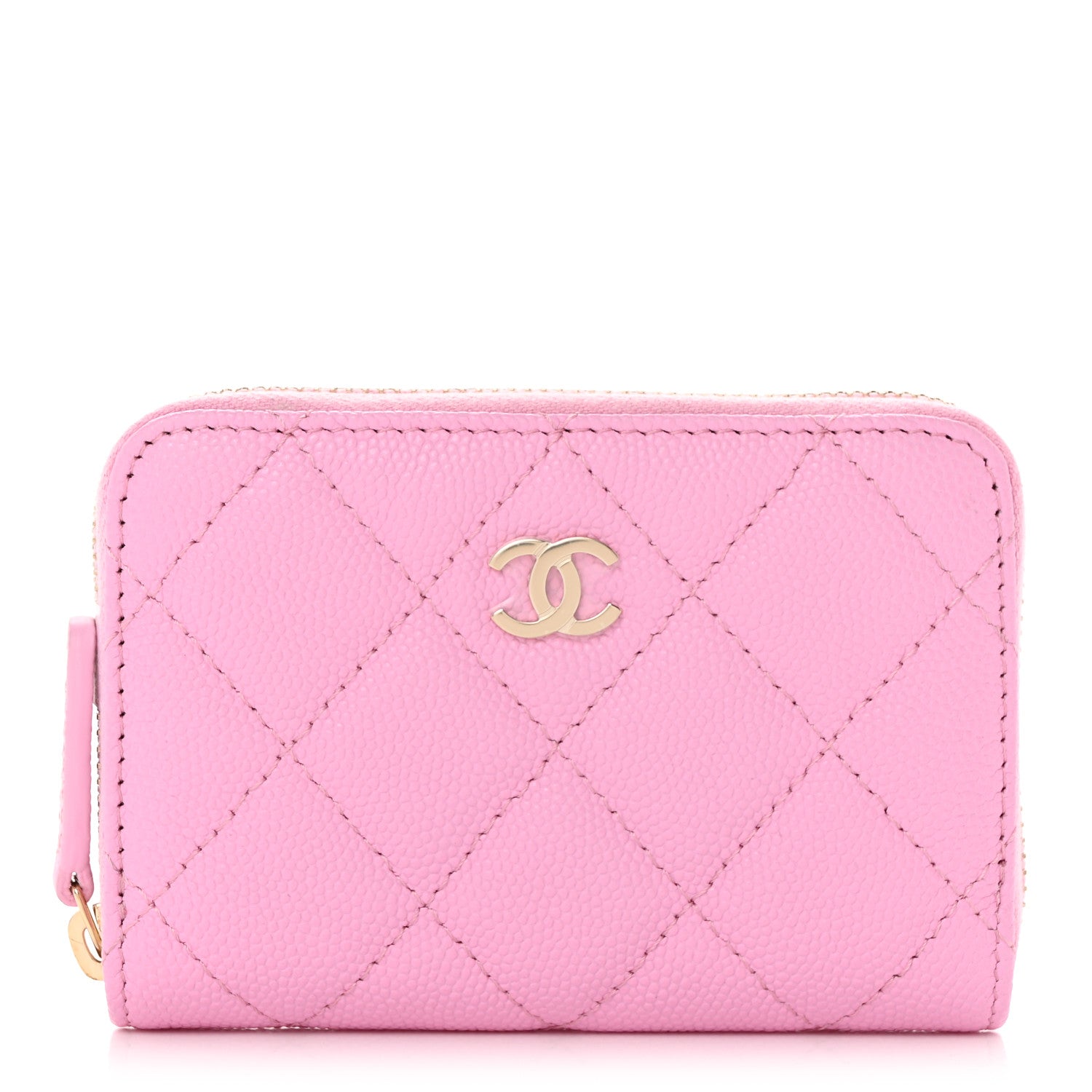 Chanel Caviar Quilted Zip Coin Purse Pink 1 of 8