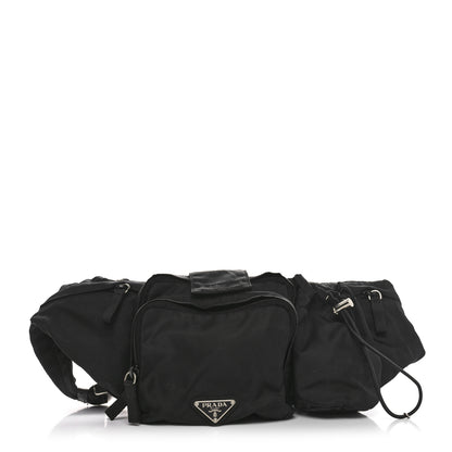 Prada Nylon Metal Triple Pocket Belt Bag Black 1 of 9