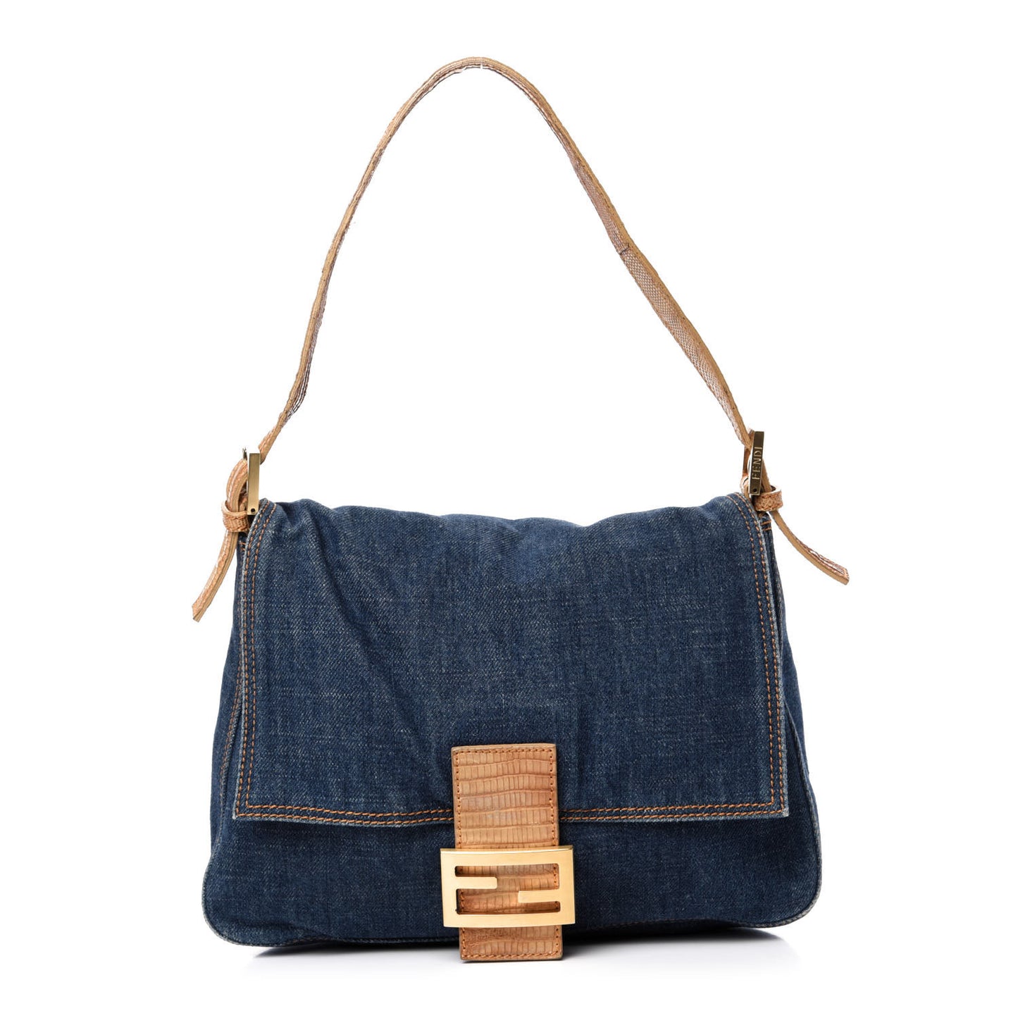 Denim Lizard Mama Baguette Blue