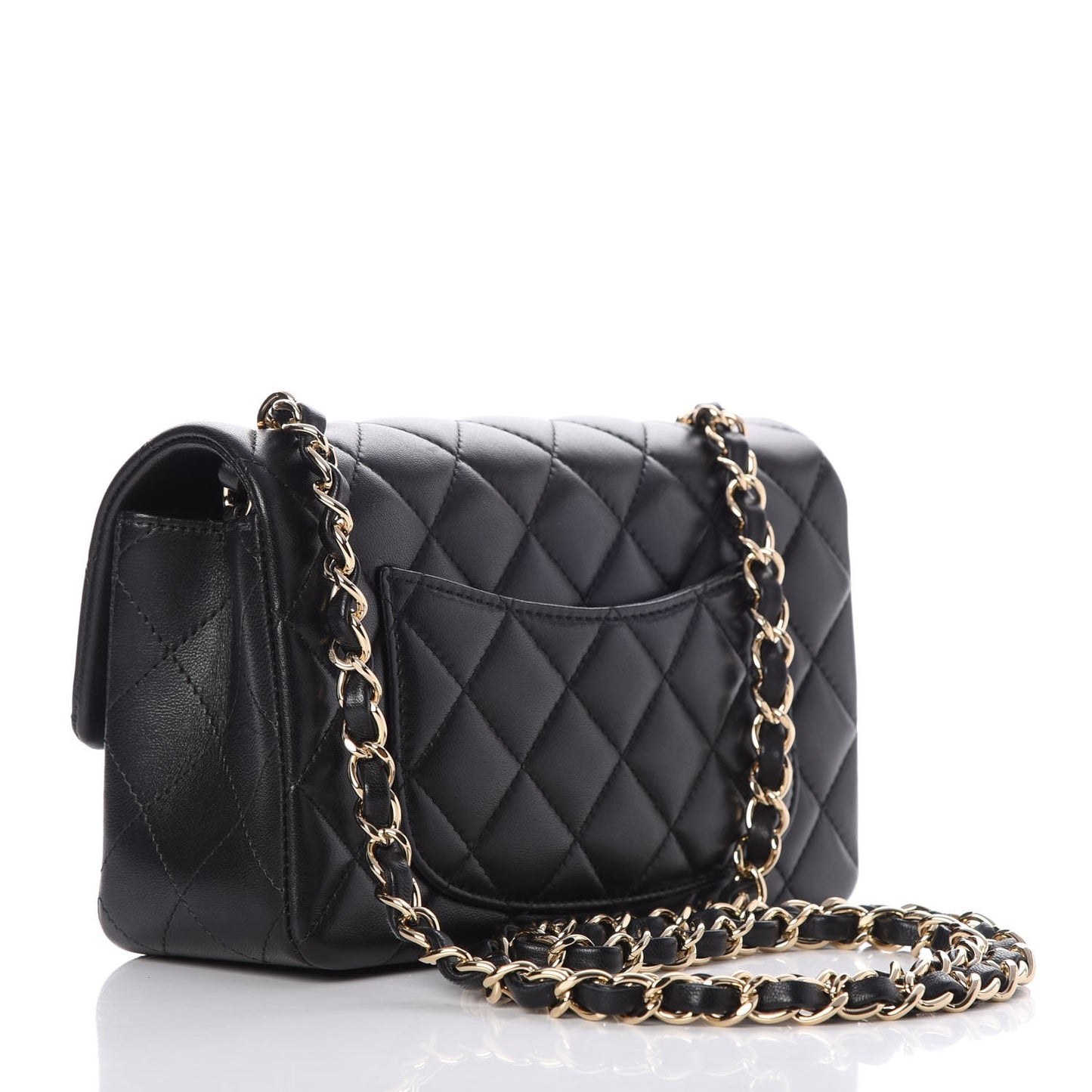 Lambskin Quilted Mini Rectangular Flap Black