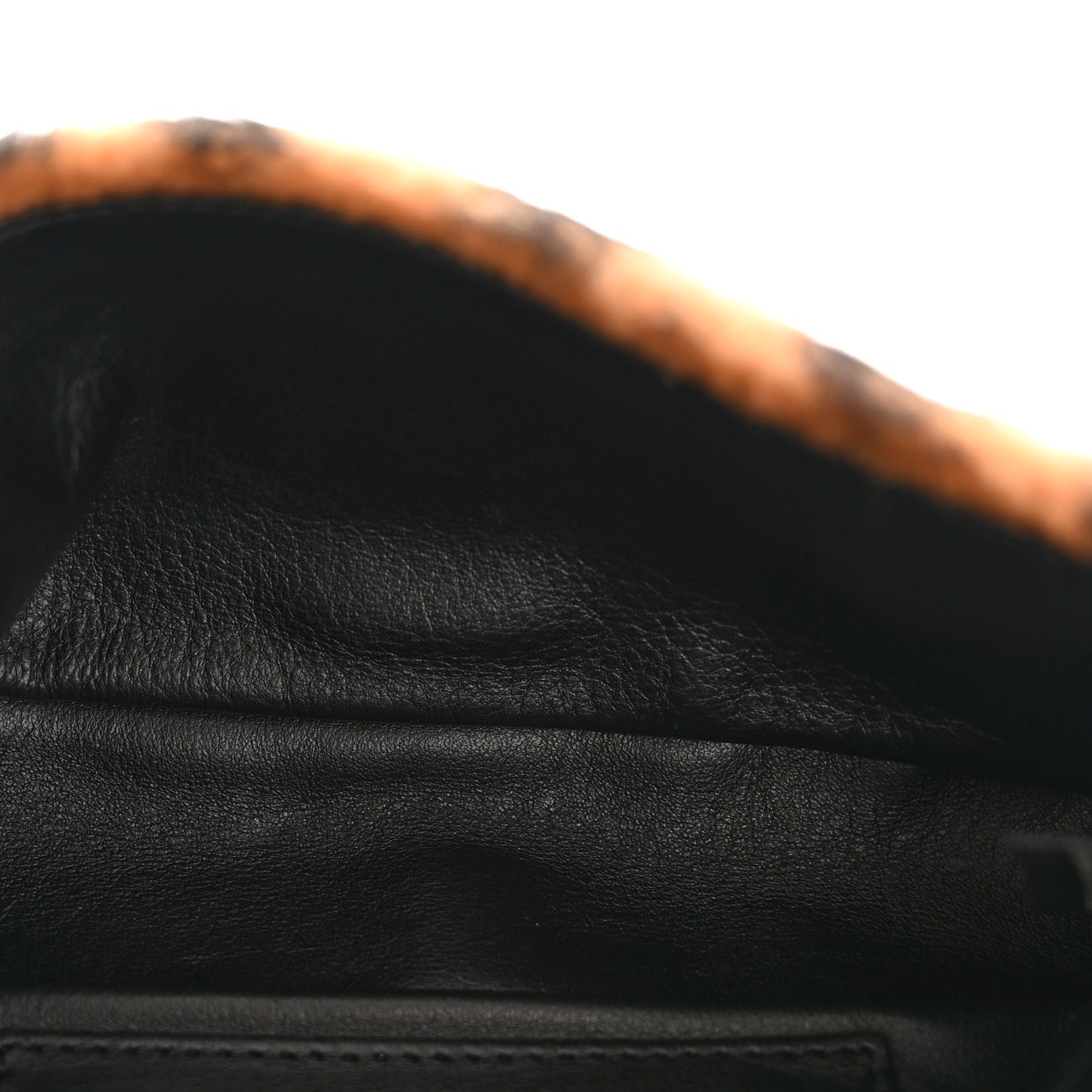 Shearling Vitello Dolce Macro FF 1974 Mini Baguette Tobacco Black