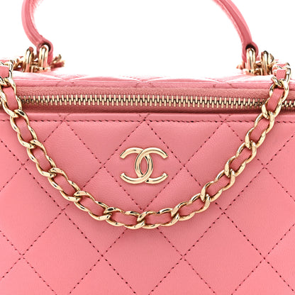 Chanel Lambskin Quilted Small Top Handle Vanity Case With Chain Pink 8 of 14