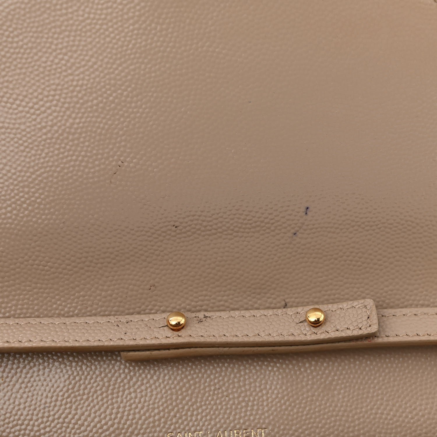 Saint Laurent Grain De Poudre Matelasse Chevron Monogram Chain Wallet Dark Beige 13 of 17
