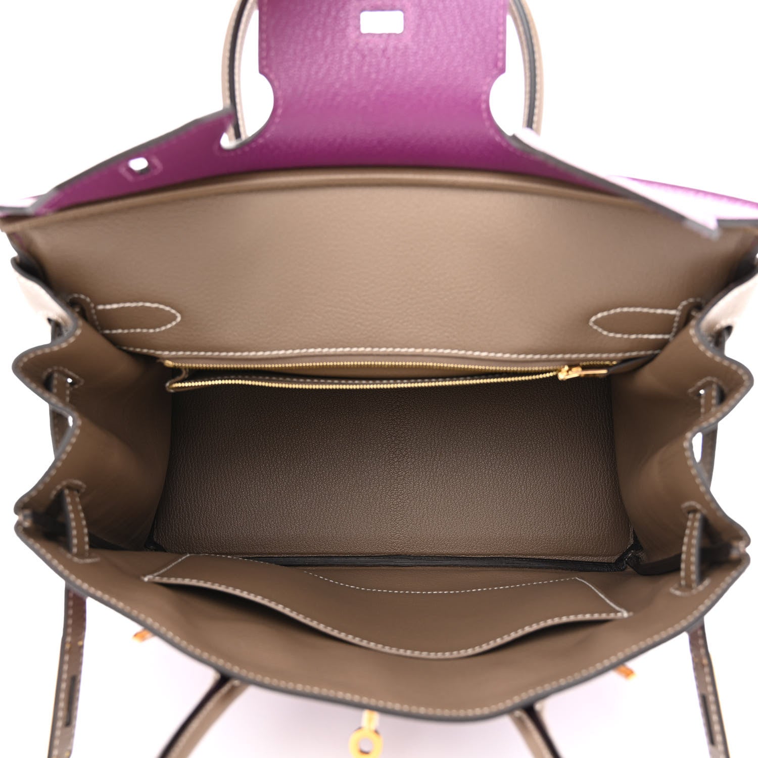 Hermes Chevre Mysore Bi-Color Horseshoe Birkin 30 Anemone Etoupe 5 of 11