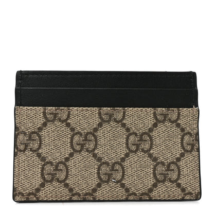 Gucci GG Supreme Monogram Calfskin Card Holder Beige Black 1 of 6