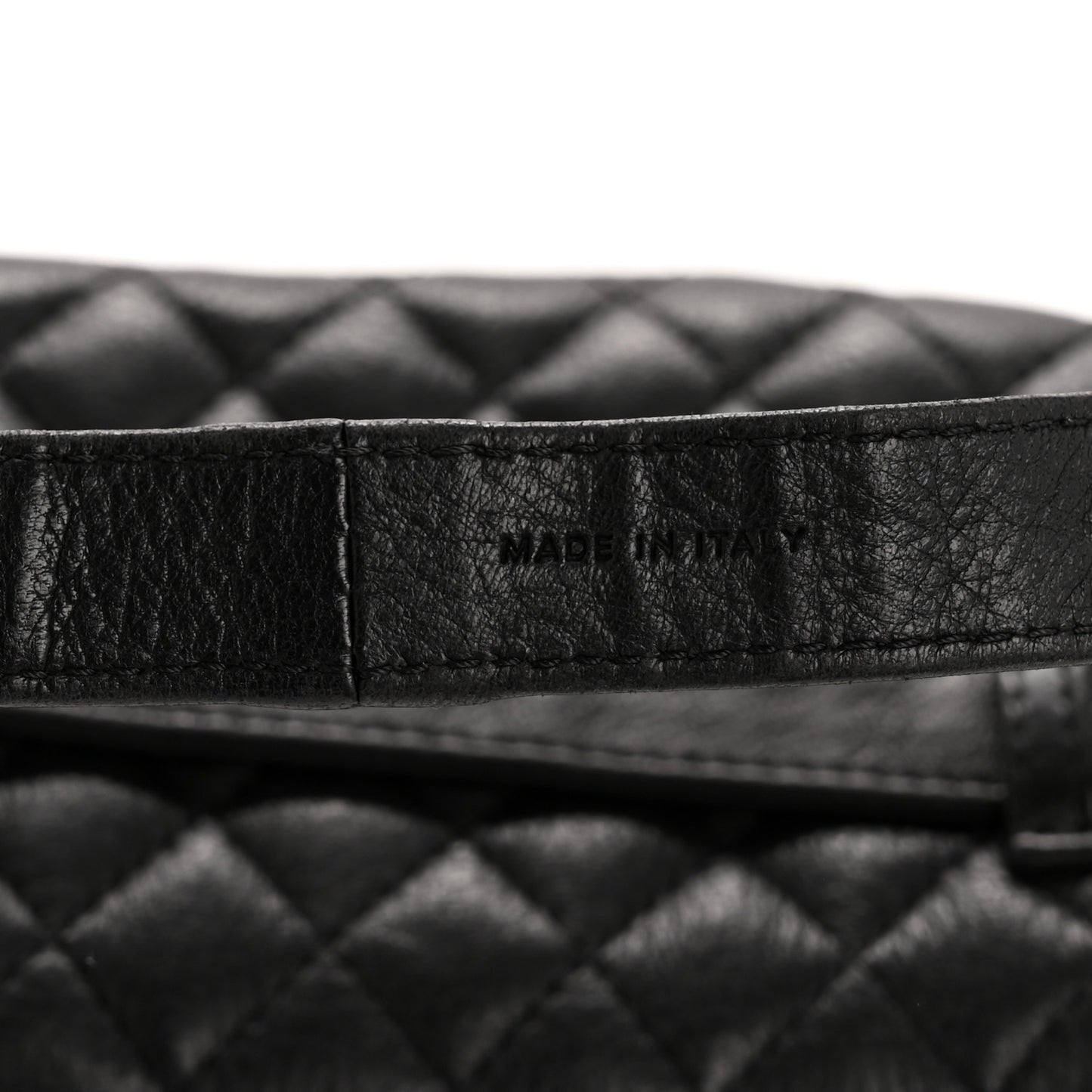 Grained Calfskin Quilted CC Uniform Flap Belt Bag Black