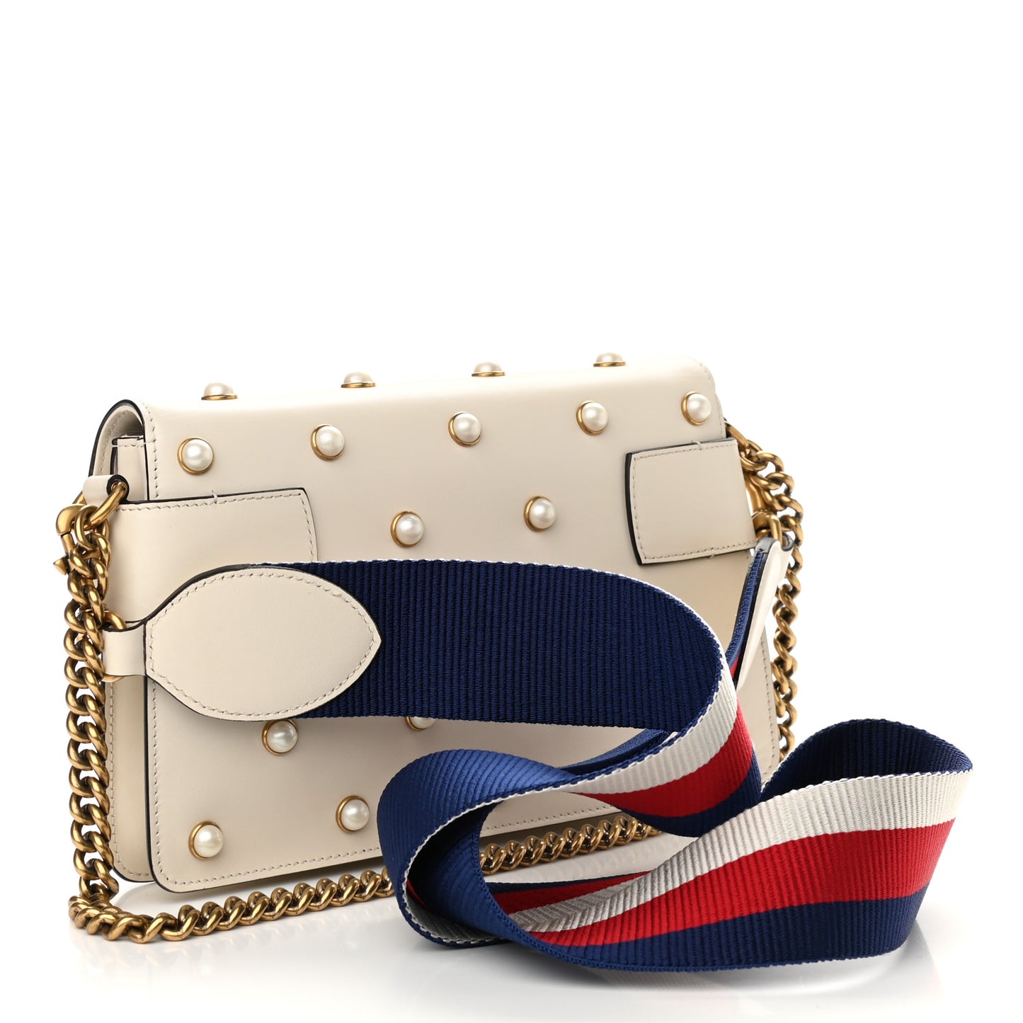 Nappa Pearl Studded Mini Queen Margaret Broadway Shoulder Bag Mystic White