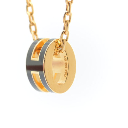 Hermes Lacquered Gold Mini Pop H Pendant Necklace Black 7 of 7