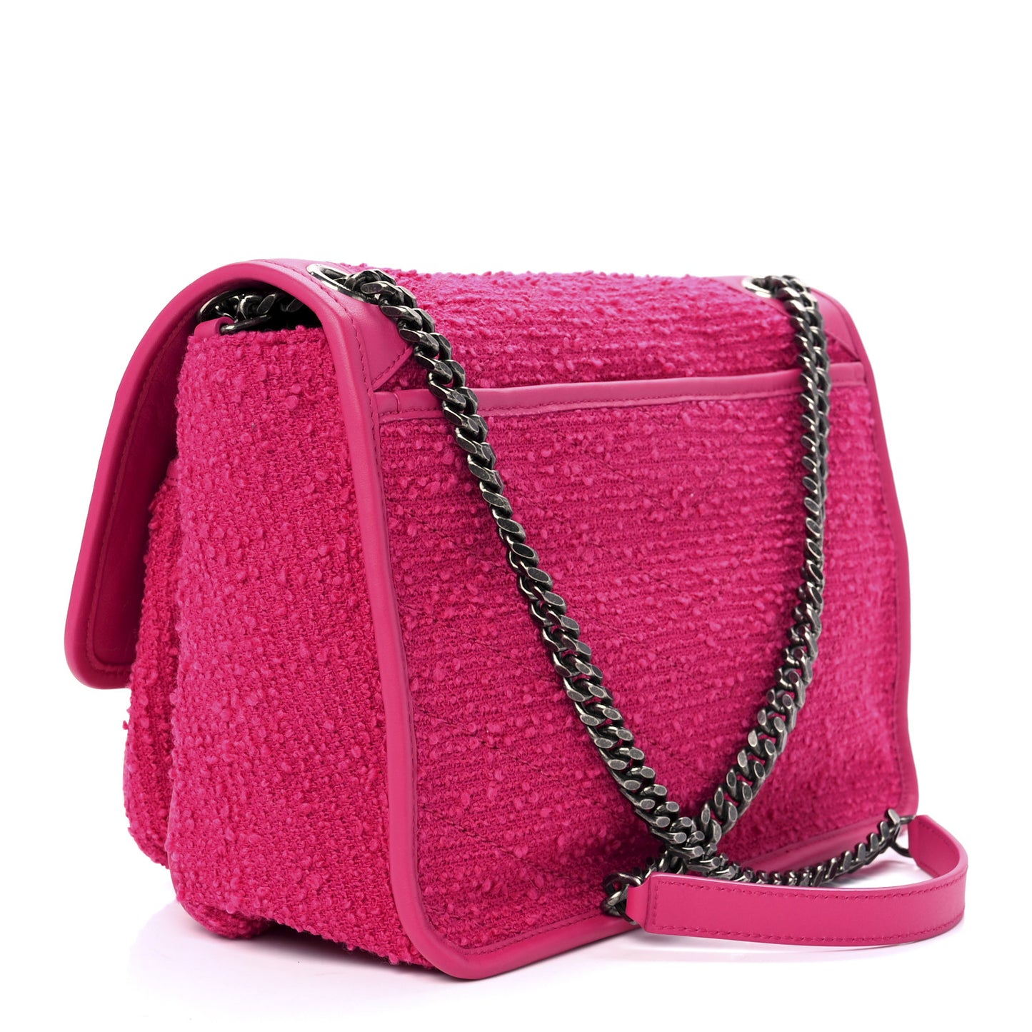 Boucle Tweed Monogram Medium Niki Chain Satchel Pink