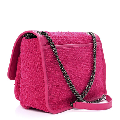Saint Laurent Boucle Tweed Monogram Medium Niki Chain Satchel Pink 3 of 13