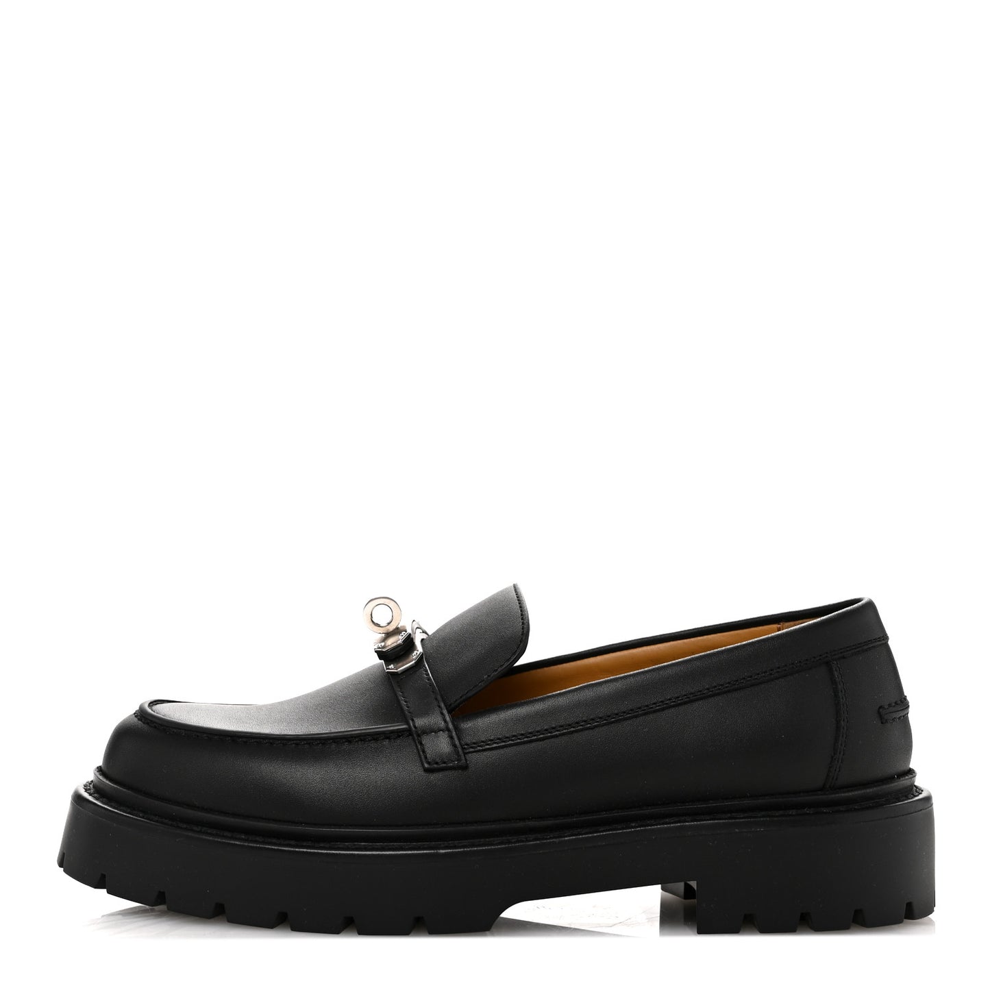 Calfskin Womens Icone Loafers 36.5 Black