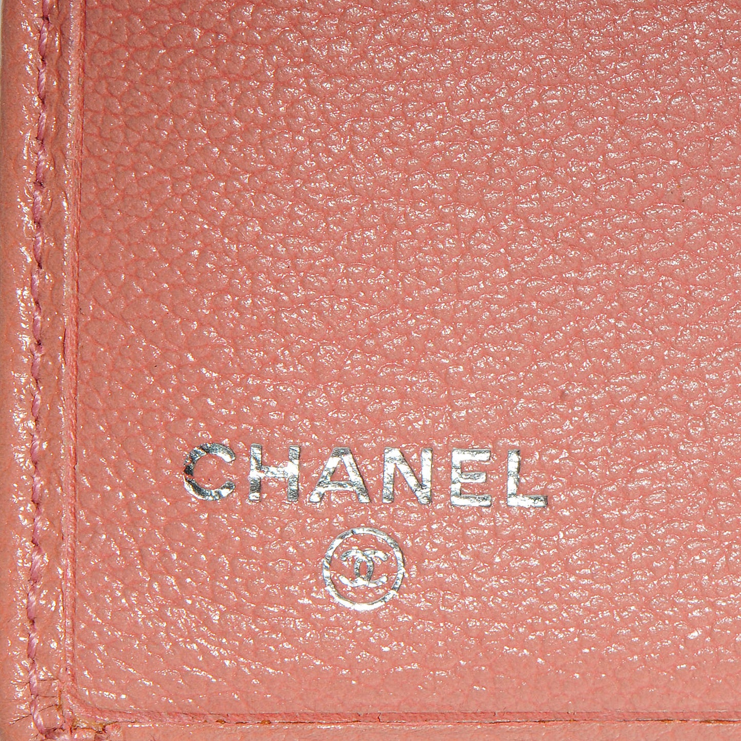 Goatskin CC Jacket Embossed Yen Wallet Pink