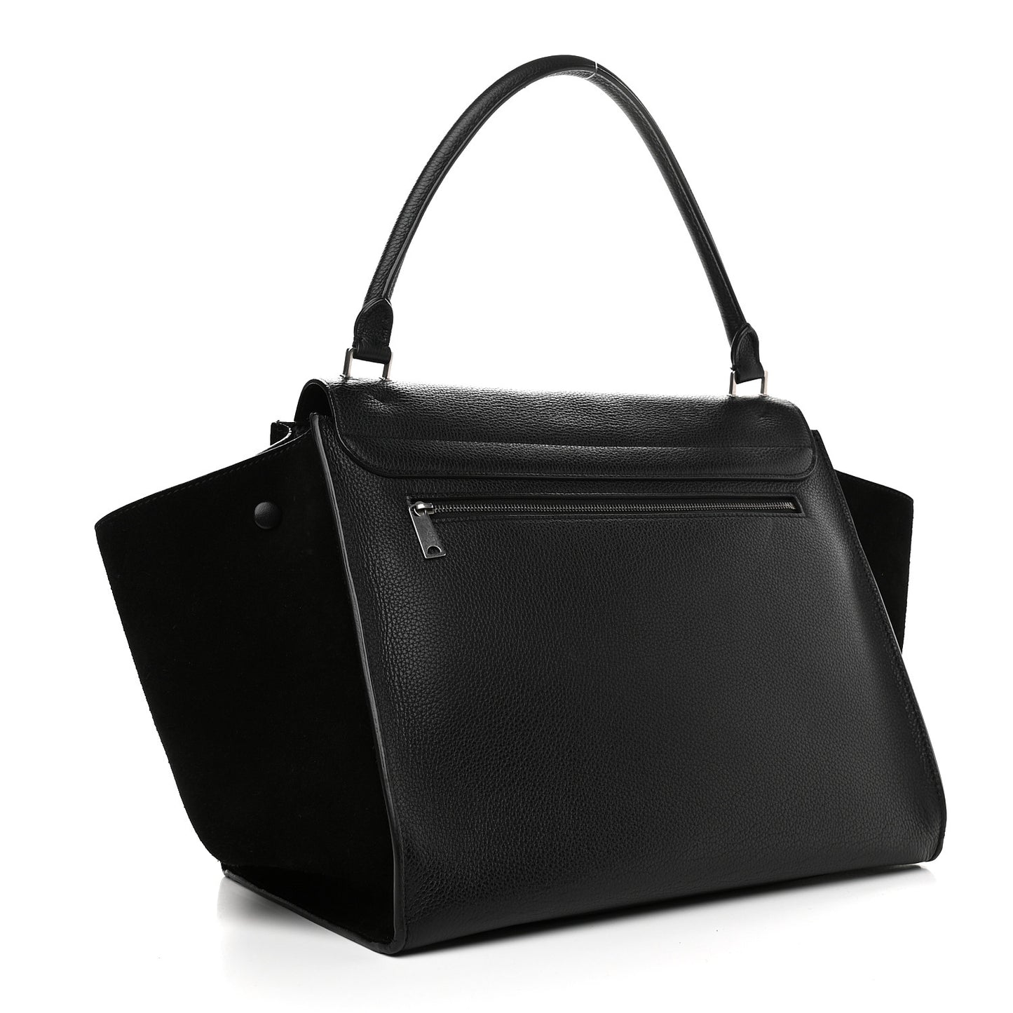 Drummed Calfskin Suede Medium Trapeze Black
