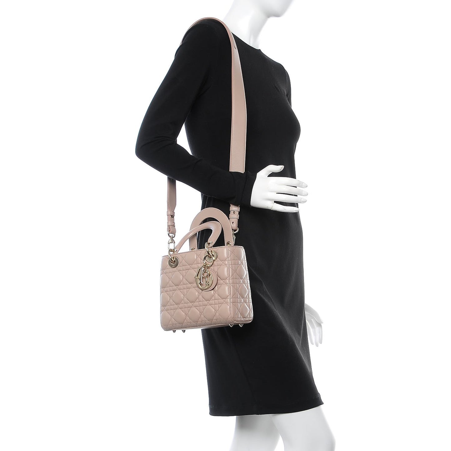 Lambskin Cannage Small Lucky Badges My Lady Dior Taupe