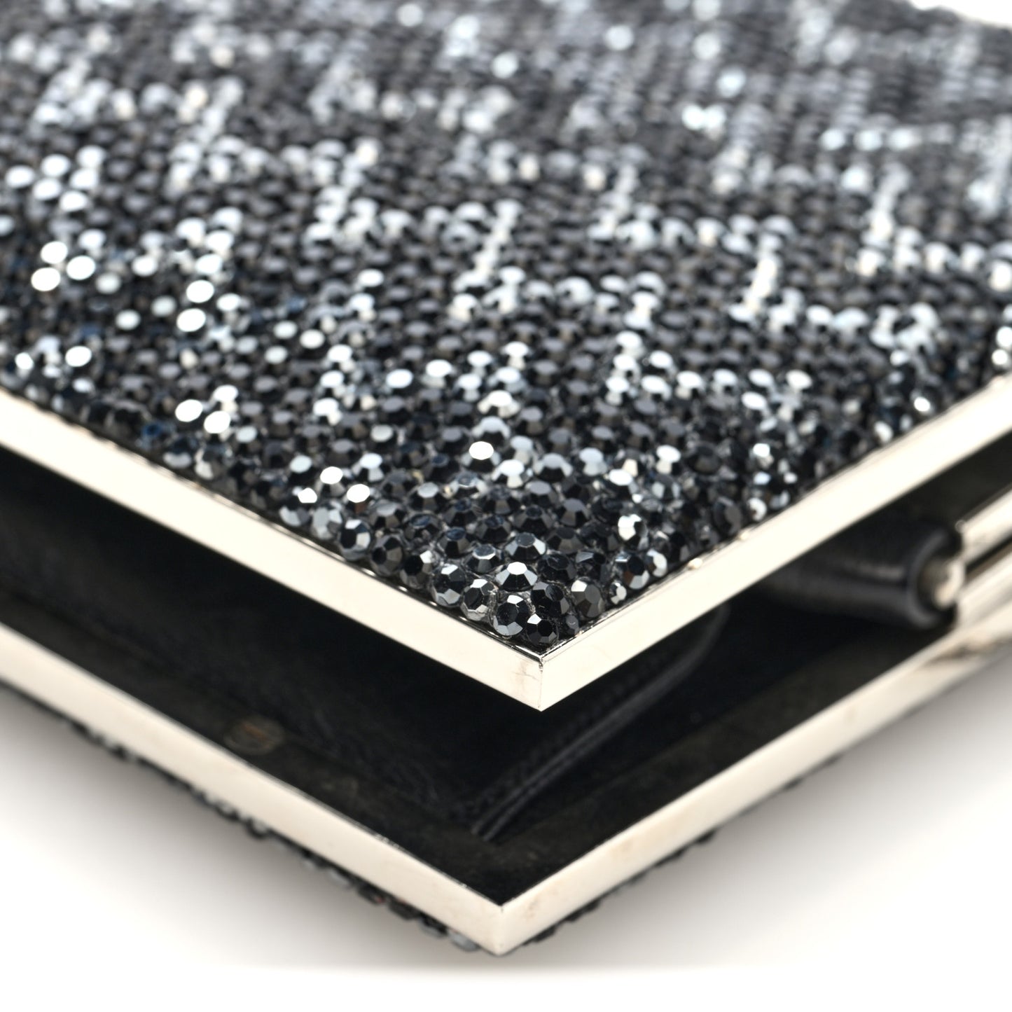 Swarovski Crystal Minaudiere Clutch Black Silver