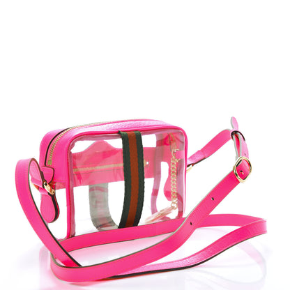 Gucci Vinyl Web Mini Ophidia Transparent Shoulder Bag Fluorescent Fuchsia 3 of 10