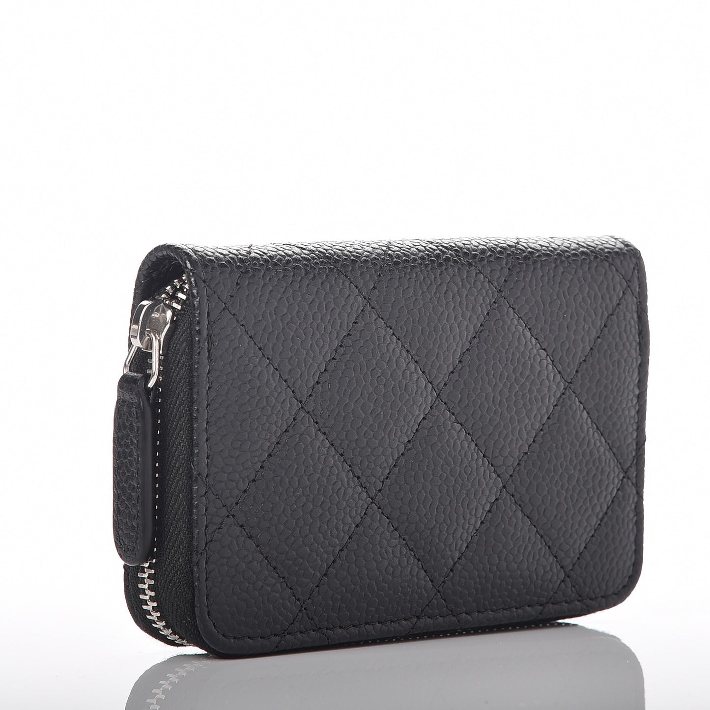 Caviar Quilted Zip Coin Purse Black