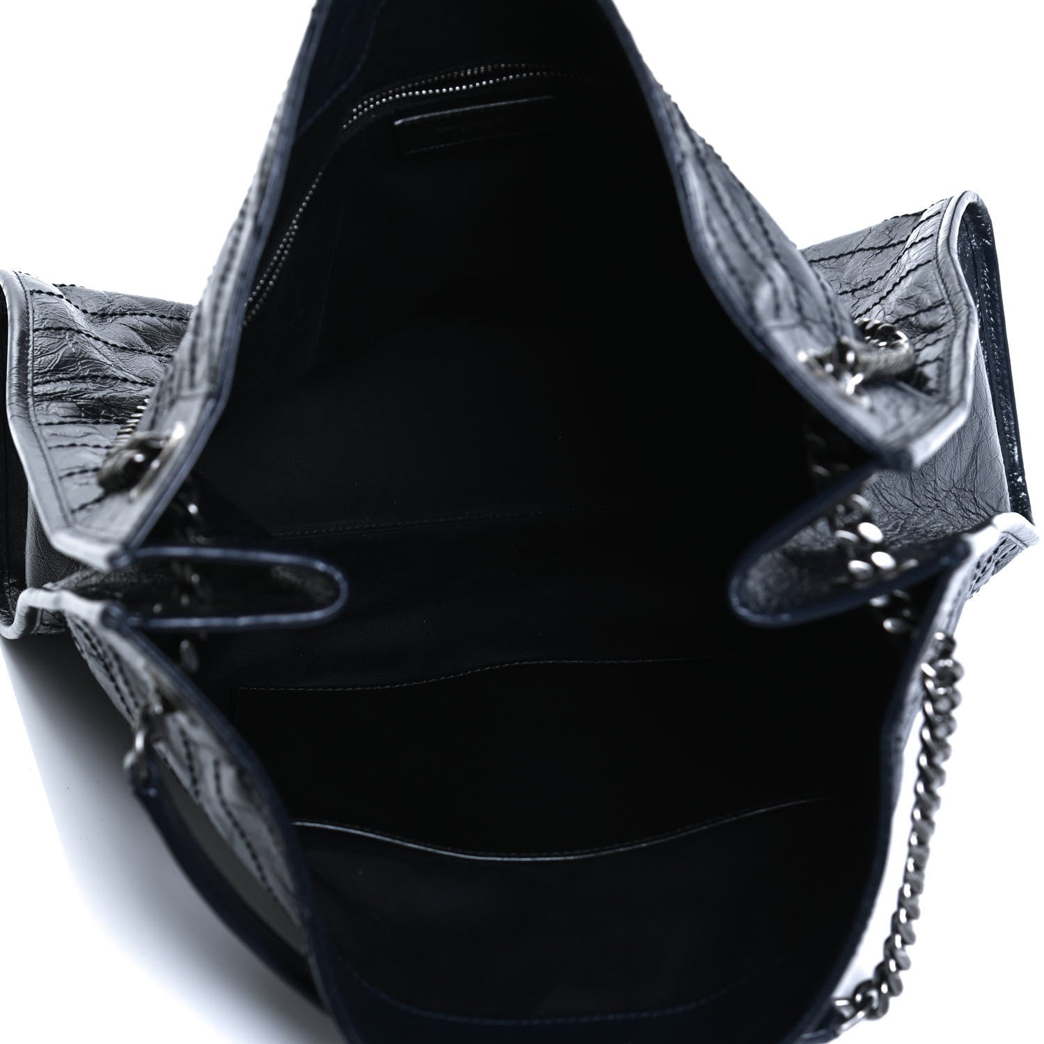 Saint Laurent Crinkled Calfskin Matelasse Monogram Niki Shoulder Bag Deep Marine 5 of 13