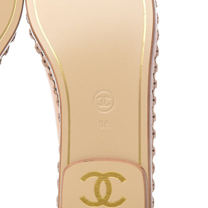 Chanel Lambskin Chain CC Mocassin Loafer Espadrilles 38 Beige Black 6 of 10