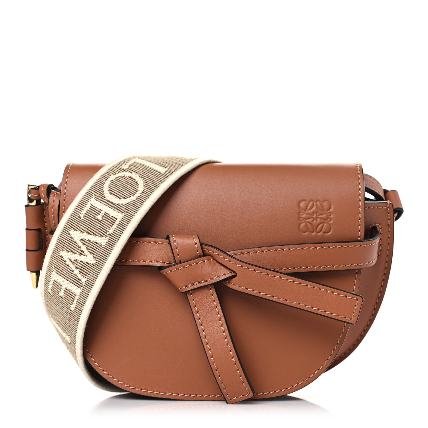Loewe Calfskin Jacquard Mini Gate Dual Bag Tan 1 of 9