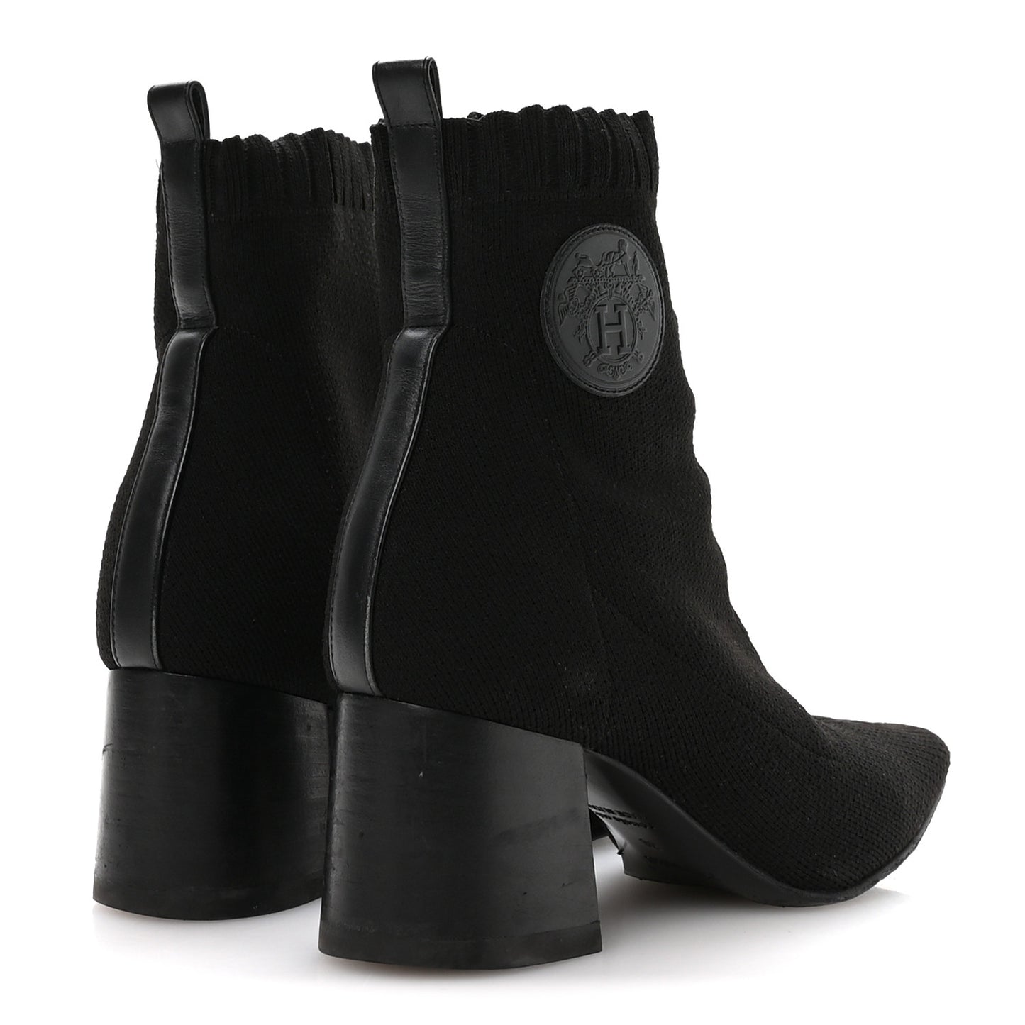 Knit Calfskin Jenna 60 Ankle Boots 36 Black