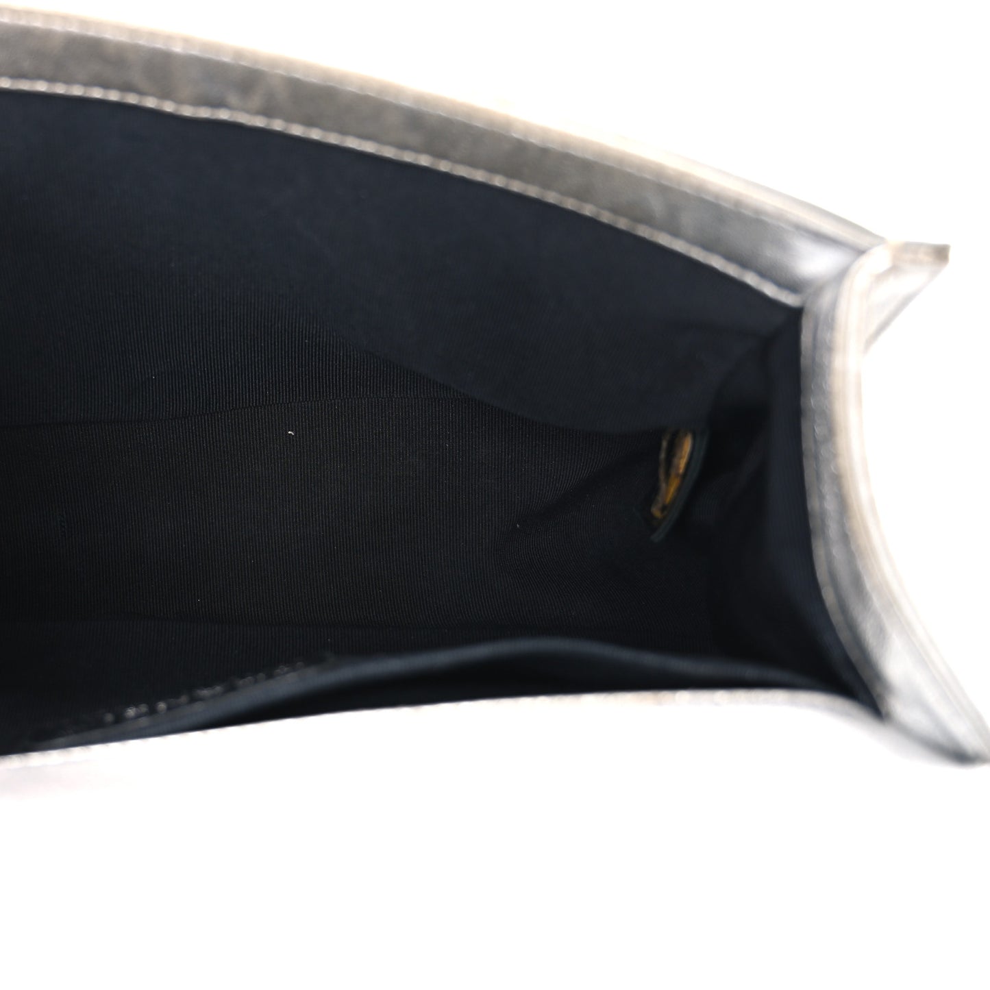 Metallic Patent Calfskin Quilted Medium Boy Flap Silver