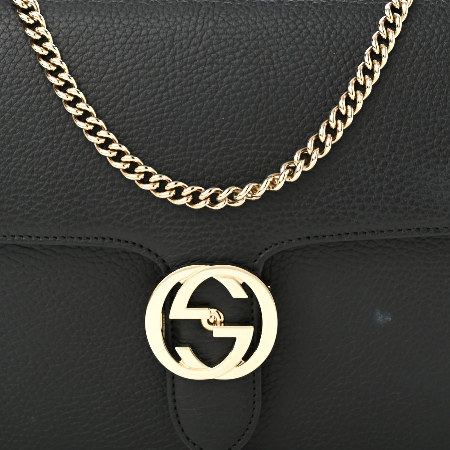 Dollar Calfskin Interlocking G Shoulder Bag Black