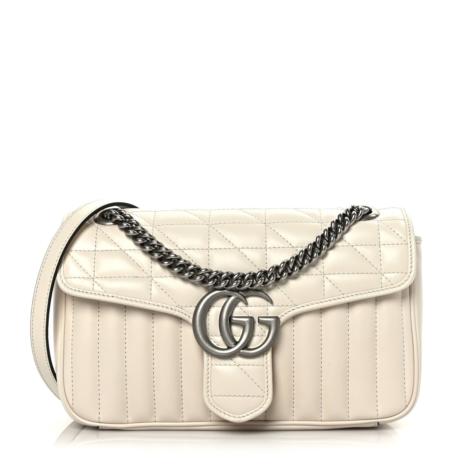 Gucci Calfskin Matelasse Aria Small GG Marmont Shoulder Bag Mystic White 1 of 9