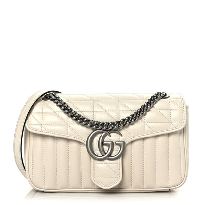 Gucci Calfskin Matelasse Aria Small GG Marmont Shoulder Bag Mystic White 1 of 9