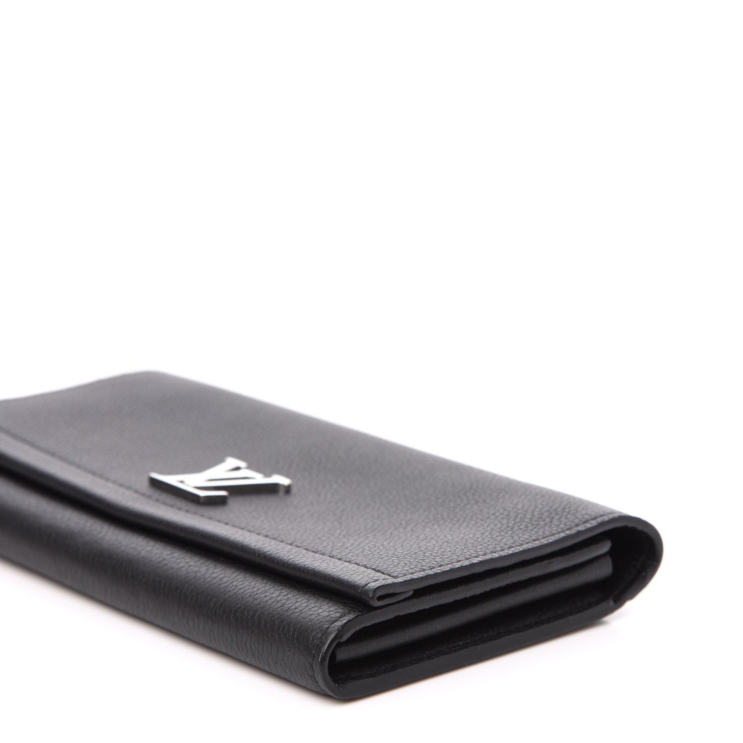 Louis Vuitton Calfskin Lockme II Wallet Black 9 of 10