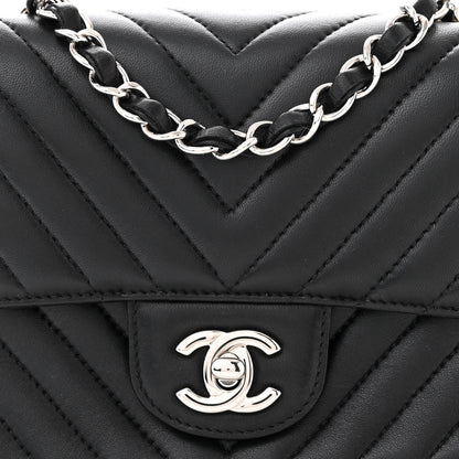 Chanel Lambskin Chevron Quilted Mini Square Flap Black 8 of 12